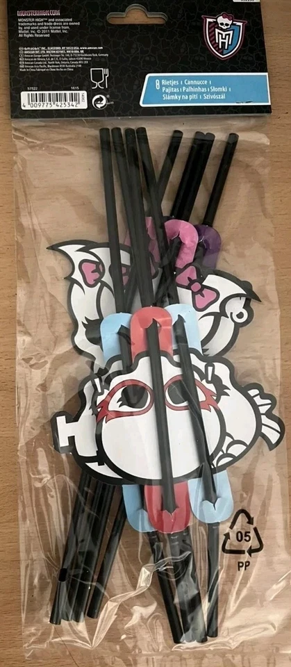 2 Packs of 8 (16) Monster High Plastic Drinking Straws Party Fun Fan Sip Drink - Image 3 of 3
