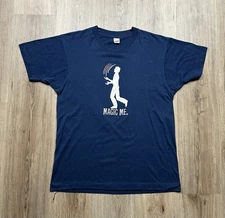 80s Vintage Magic Me Magician Promo T-Shirt Men’s Large Screen Stars Navy Blue