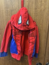 Marvel Spider-Man Boys Zip Hoodie Red Blue Graphic Size S 6/7 - ZIPPER MISSING