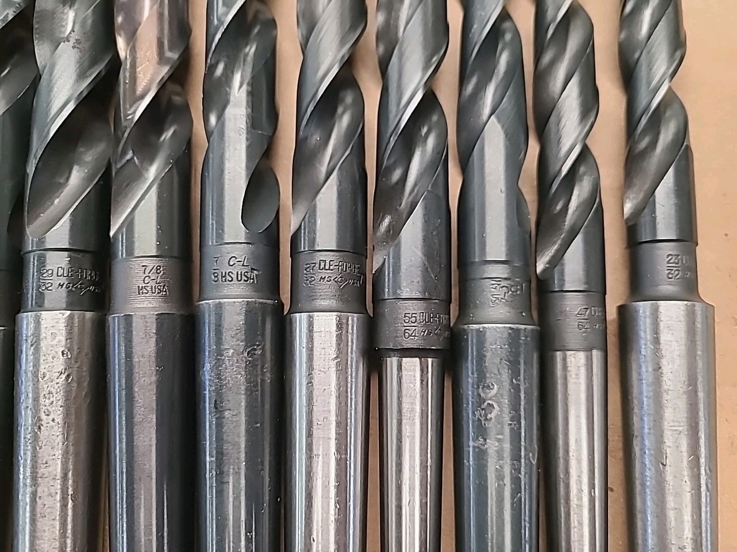 Taper Shank Drills Variety Lot Of 13 Large Sizes