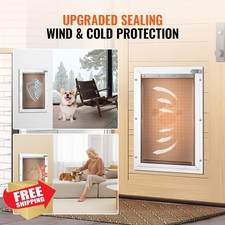 VEVOR Extra Large Dog Door Aluminum Frame Lock White