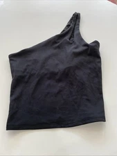 Victoria’s Secret Pure Black SZ XS Flow On Point CROPPED One Shoulder Tank Top