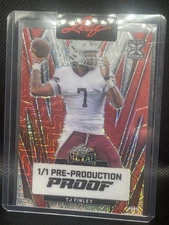 TJ FINLEY 2024 LEAF METAL FOOTBALL ONE OF ONE #D 1/1 PRE PRODUCTION PROOF CARD