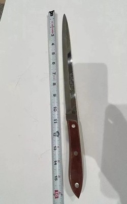 Vtg Interpur Knife Carving Stainless 11'' Blade Wood Handle Japan Cutlery