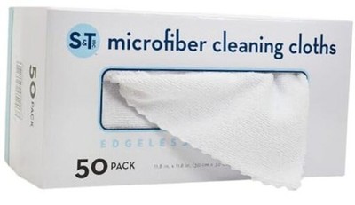 50 Pack Microfiber Cleaning Cloth with Box, Bulk Towels for Home, White