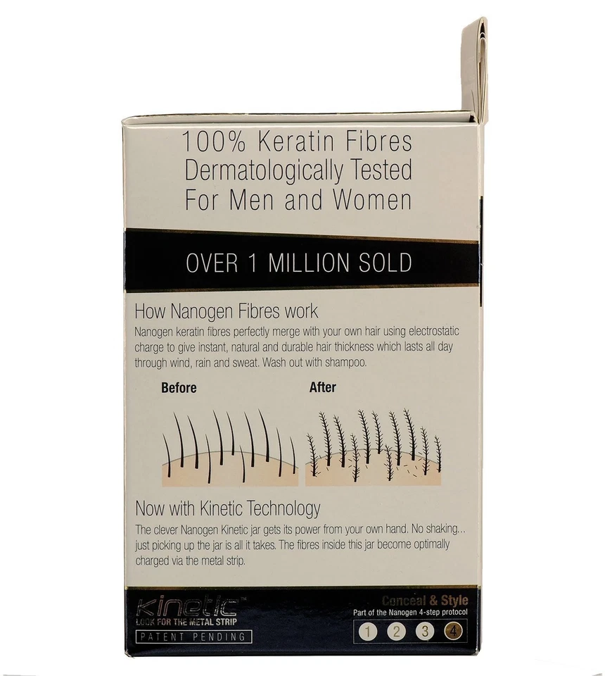 Наногенные уплотняющие волокна для волос темно-коричневые 15 г | мгновенный вид более полных волос - Изображение 2 из 4