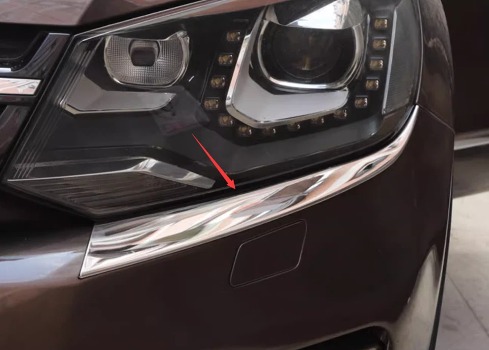 Tapa de faro delantero de acero inoxidable para Volkswagen Touareg 11-2018 Foto 2 de 4