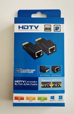 HDTV Extender Over Cat6 RJ45 to HDMI Adapter, 1080p 4K 2K, No Power Needed