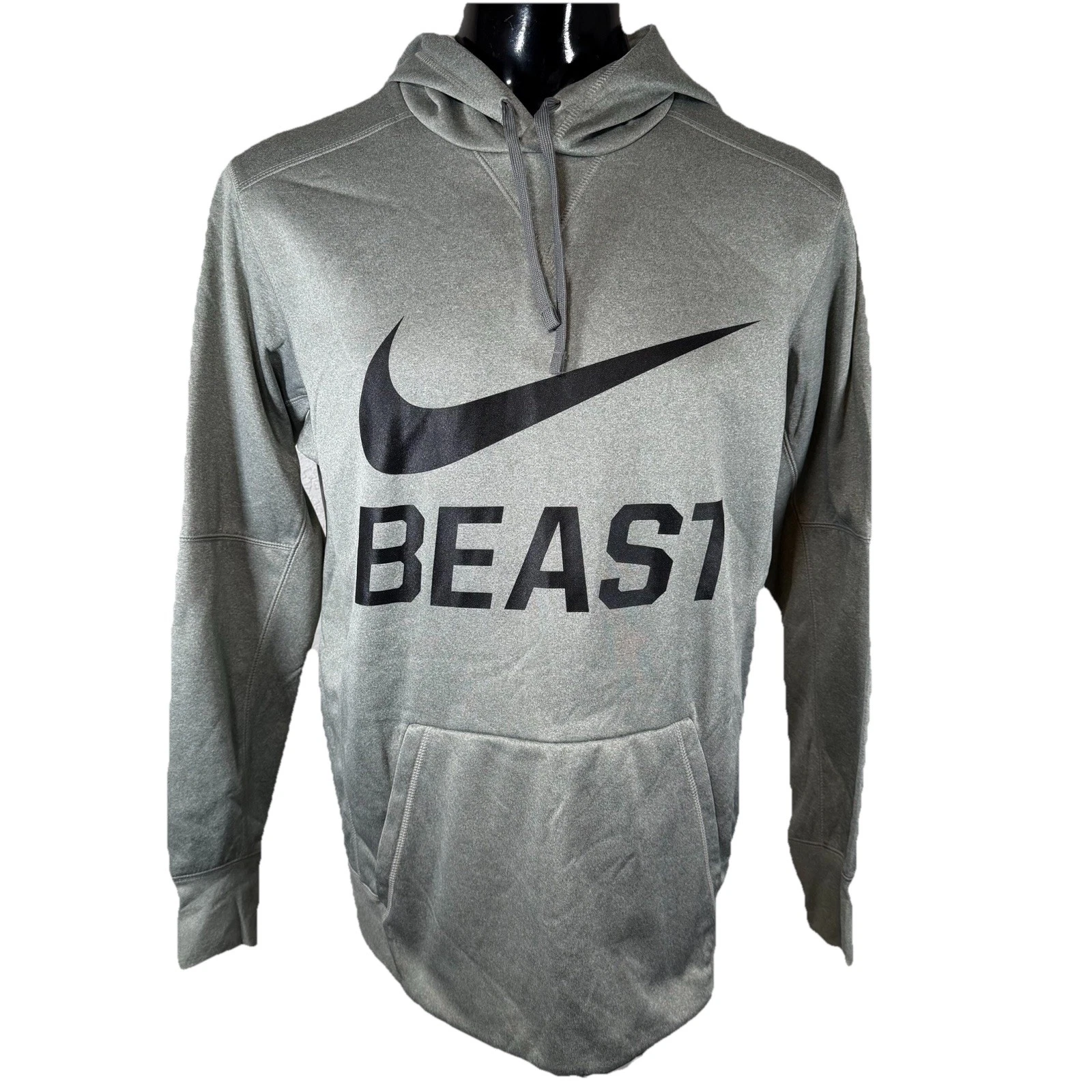 Nike Mens Therma-Fit Hoodie Beast Pullover Gray Gym Training Fleece Swoosh L NWT