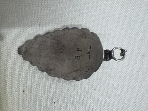 Vintage Native American Sterling Silver Turquoise Leaf?Arrowhead? Pendant - Afbeelding 4 van 6