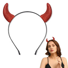 Glitter Red Devil Horns Headband Halloween Costume Cosplay Party Accessory Adult