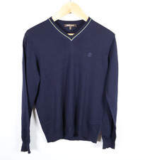 Roberto Cavalli Wool Sweater Men's Medium Dark Blue V-Neck Lightweight Italy