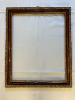 Picture Frame Old Beer Paint Gold Bordeaux Colors Wood Fold 49x40 Belgium c1900 2