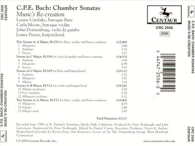 C.P.E. BACH: CHAMBER SONATAS NEW CD