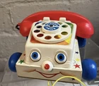 Vintage 1961 Fisher Price Chatter Phone Rotary Telephone Toy Made Is USA
