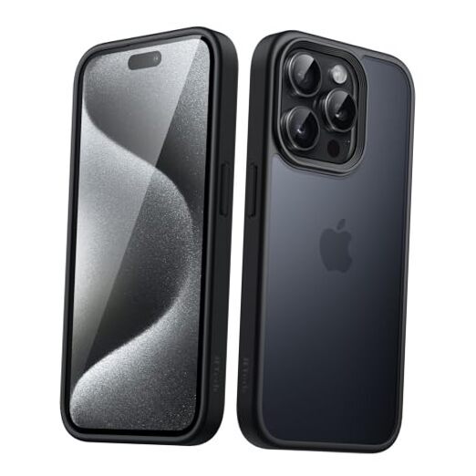 Matte Case for iPhone 15 Pro 6.1-Inch, Shockproof Military Grade Drop Black