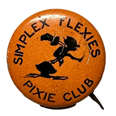 c1950s Simplex Flexies Shoes Pixie Club 0.75'' Celluloid Pinback
