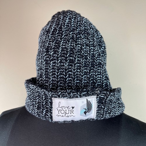 Love Your Melon Blue Gray Knitted Cuffed Beanie Unisex USA Made