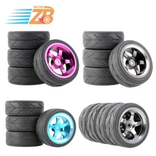 Rc Aluminium Alloy Wheels & Tires Set for Tamiya tt01 tt02 tt01e Hpi Rs4 Sprint