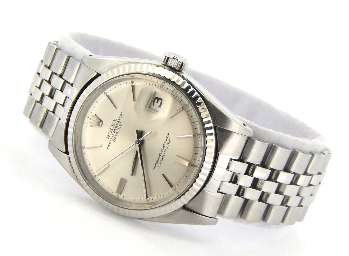 Rolex Oyster Perpetual Datejust Silver Dial 1601 Steel Yellow Gold