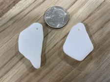 Sea glass - 2 Top Drilled White Milk Glass - Lot  304