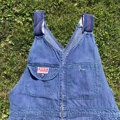Vintage 1960s Big B Brotherhood Denim Overalls Lightning Zipper