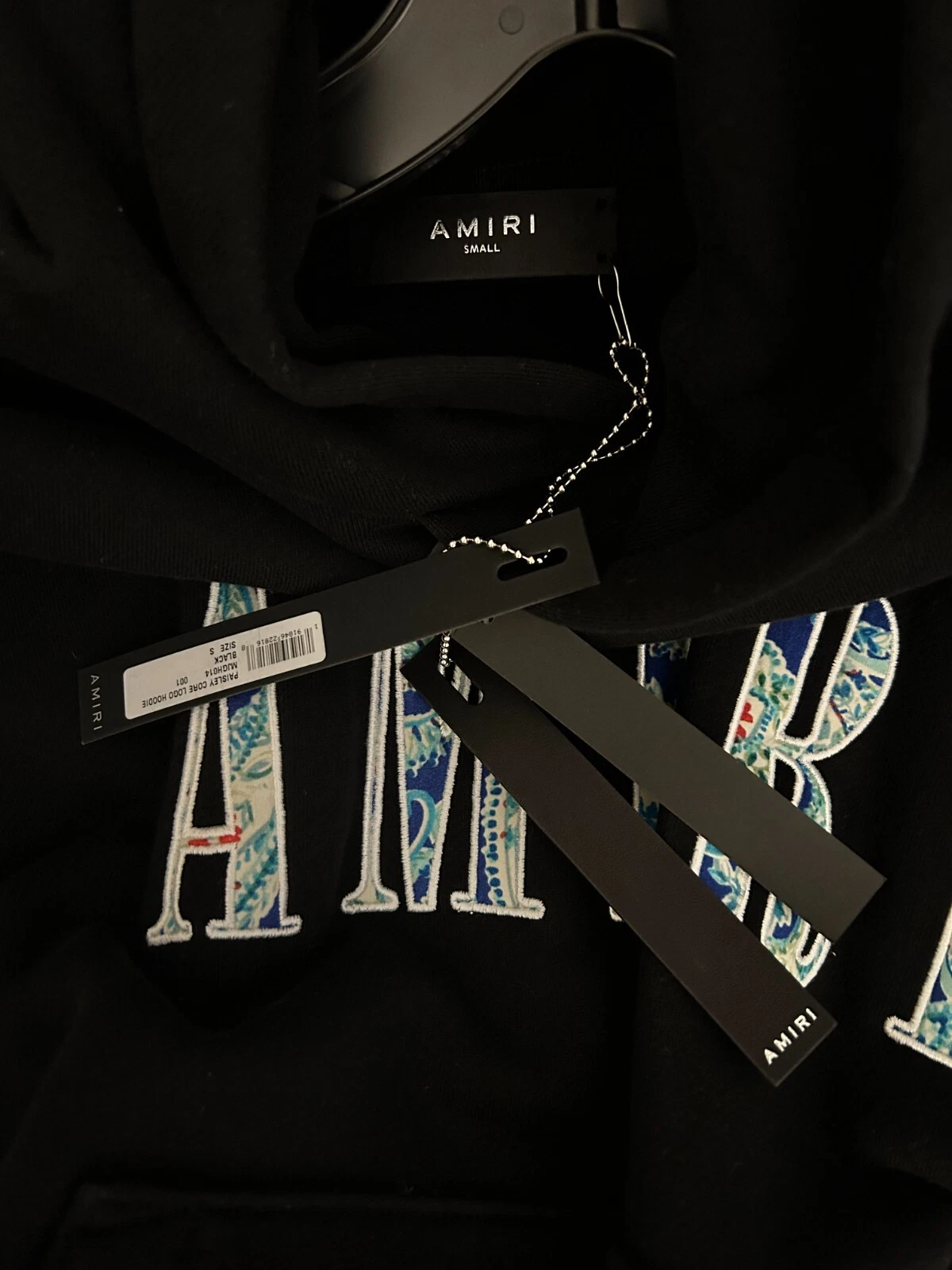 FELPA CON CAPPUCCIO CON LOGO AMIRI PAISLEY CORE TAGLIA SMALL Nero S S 21