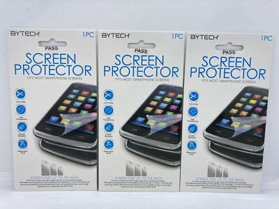 3 Bytech Screen Protectors Cut to Size ~ Screen Size up to 5.5