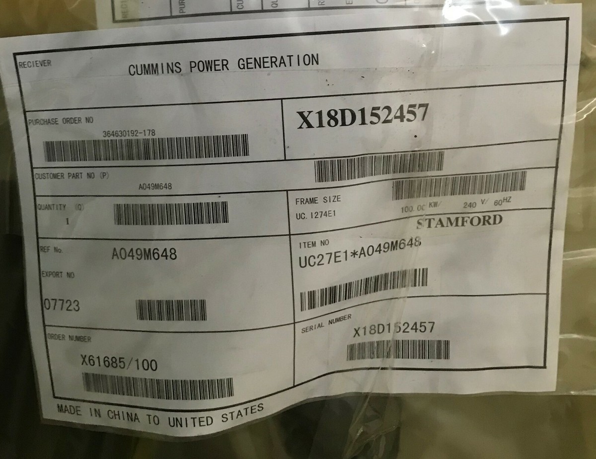 New 100kW Stamford Alternator UCI274E1 240V 1PH | P/N New 100kW Stamford Alternator UCI274E1 240V 1PH | P/N
