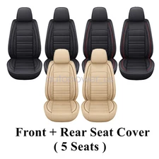 Car Seat Cover 5Seat Full Set Leather Waterproof Front Rear Cushion For Lincoln