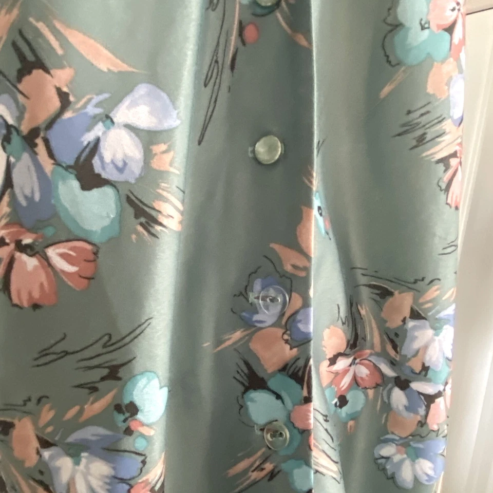 Vintage 70s Green Floral Peasant Prairie Blouse Cottagecore Womens Size L - Image 3 of 4