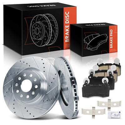 6x Front Drilled Brake Rotor & Ceramic Brake Pad for Chevy Camaro Cadillac CTS