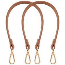 2 Pack Leather Purse Handles Replacement with Lock Swivel Lobster Buckles