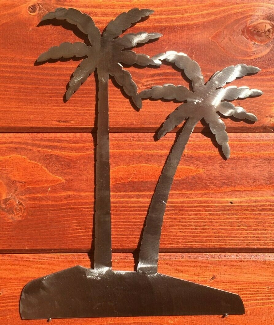 Palm Trees Metal Wall Art Skilwerx Colors 12 x 9 Ocean Nautical Marine Beach