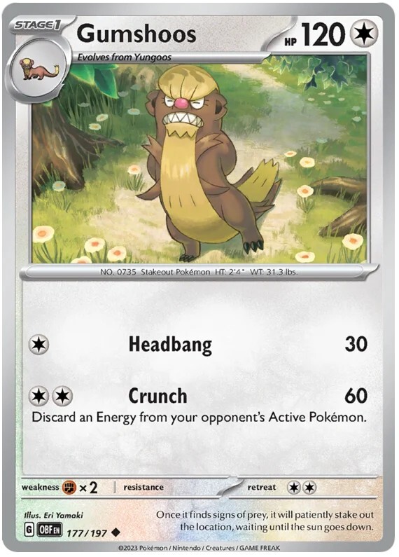 Gumshoos Pokemon TCG Card 177/197