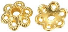 50 Bead Caps Shiny Gold Tone Spacers Findings Floral 6.5mm Findings