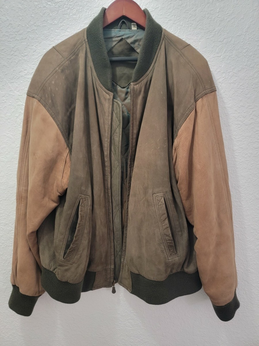RoundTree & Yorke Genuine Leather Bomber Zip Up Jacket Size RoundTree & Yorke Genuine Leather Bomber Zip Up Jacket Size