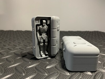 Robot Cyborg Crates Droid Delivery Boxes Fantasy Sci-Fi 28mm 3D Printed in Grey