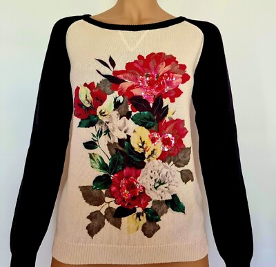 TwinSet by Simona Barbieri Embroidery Bouquet Pullover Size M 
