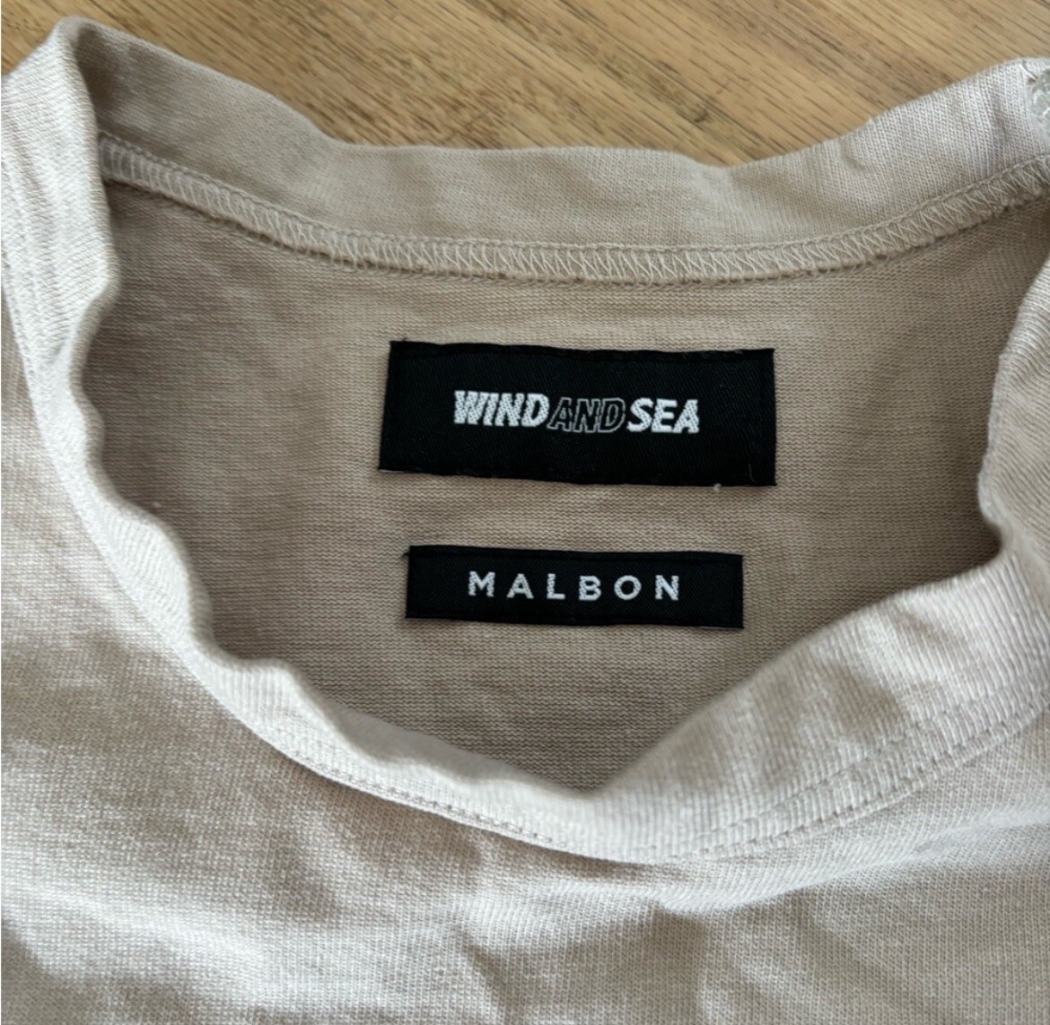 WIND AND SEA × MALBON MOCK NECK SHIRT Malbon golf X Wind & Sea shirt Medium Beige-Buckets -SOLD