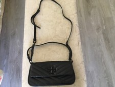 Tory Burch Small Kira Chevron Flap Shoulder Leather  Bag In black