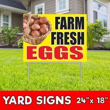 Farm Fresh Eggs Yard Sign Corrugate Plastic with H-Stakes Lawn, Organic farmer
