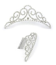 Tiara w/ Side Comb - Clear Crystal Stones - CB-T3248