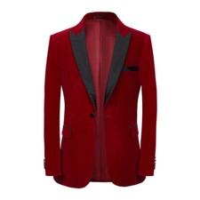 Men Velvet Slim Suit Blazer Dress Formal Jacket Dinner Prom Coat Business Top