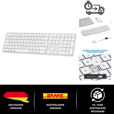 Elegantes QWERTZ DE Bluetooth Tastatur für Mac   Wiederaufladbar & Kabellos