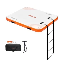 VEVOR Inflatable Floating Dock - 6 x 5FT Non-Slip Water Platform | Portable & Fu