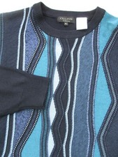 Mens XL Cellinni 3D Sweater Cableknit Acrylic Wool Crewneck Pullover 