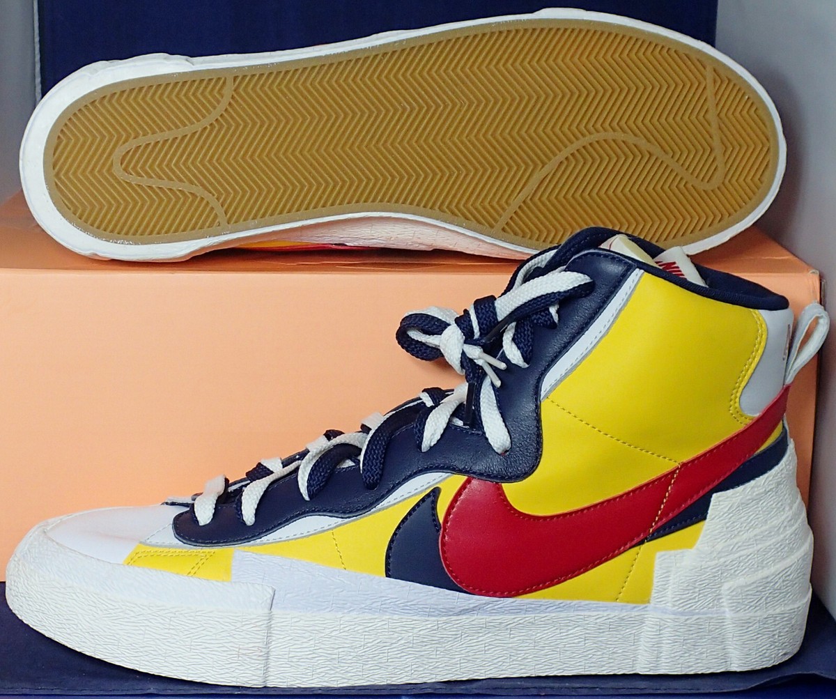 2019 Nike Blazer Mid / Sacai Snow Beach White Yellow Red SZ 15  