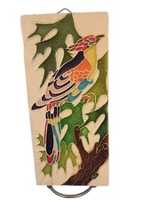 Exotic Bird Tile 3d-Ceramic W Wire Hanger 8×3.5 Nature Wall Art Italy Creazioni*