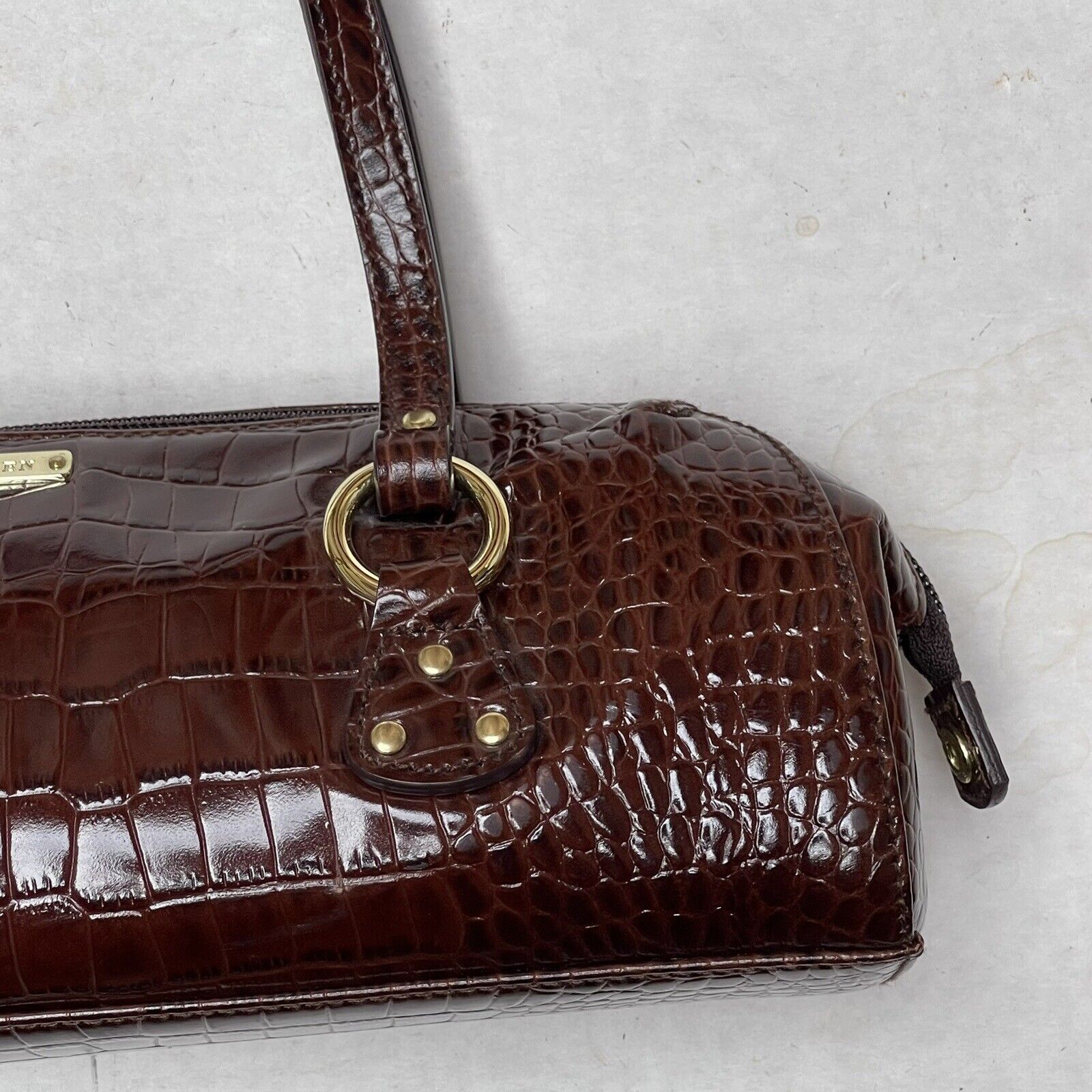 Lauren Ralph Lauren Handbag Brown Leather Crocodi… - image 5